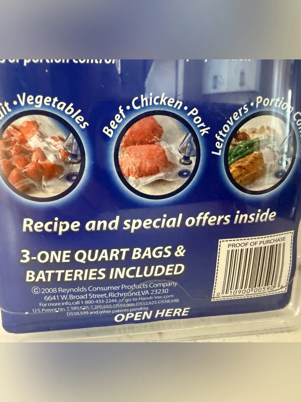 New In Package Reynolds Handi-Vac Vacuum-Sealing Starter Kit Bag Batteries